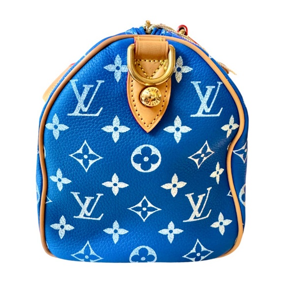 đLOUIS VUITTON RUNWAY Calfskin Monogram Speedy P9 Bandouliere 25 BLUE-GIFTABLE - Picture 10 of 15